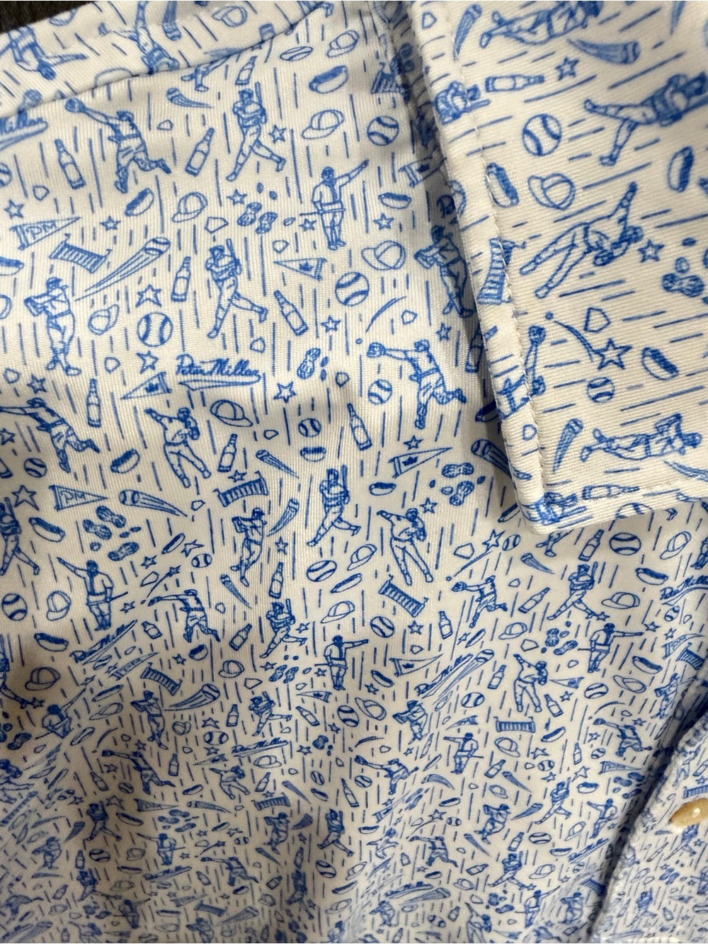 Peter Millar White Polo with Light Blue Micro-Print - Picture 3 of 3